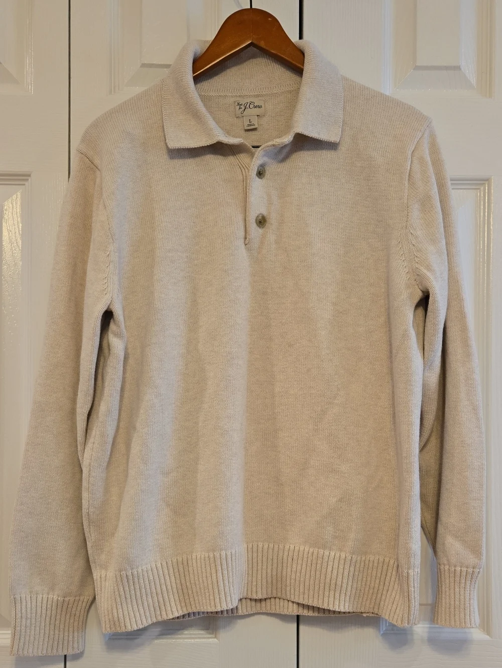 J. Crew Men’s Cream Long-Sleeve Polo Sweater NWOT